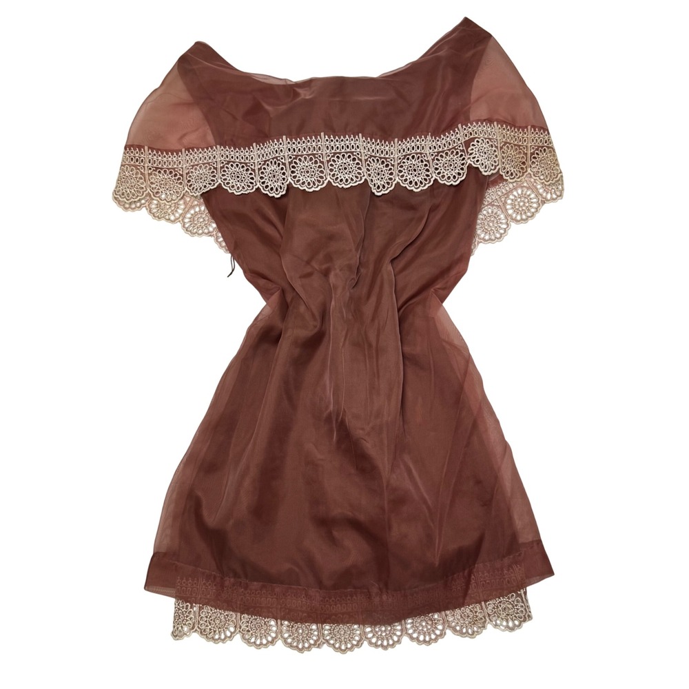 Vintage Pixie of California Sheer Lace Cape Dress Babydoll 60s 70s Fairy Mini - Picture 5 of 8